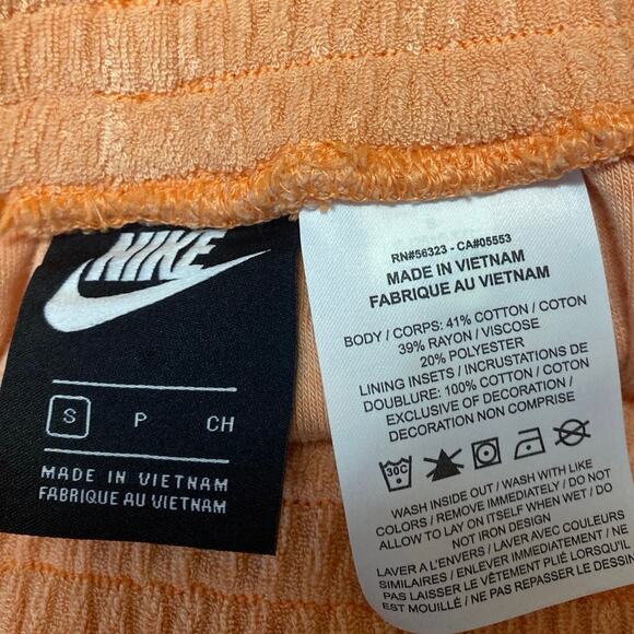 Nike Orange Terry Cloth Snap Button Elastic Waist Athletic Sports Sweat Shorts S - Picture 5 of 5